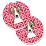 Caroline'S Treasures Bb5330Carc Jack Russell Terrier Hearts Cup Holder Car Coasters (Set Of 2), 2.56, Multicolor