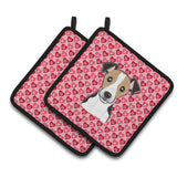 Caroline'S Treasures Bb5331Pthd Jack Russell Terrier Hearts Pair Of Pot Holders, 7.5H X 7.5W, Multicolor