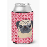 Caroline'S Treasures Fawn Pug Hearts Can Or Bottle Hugger, Multicolor