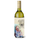 Caroline'S Treasures Bb5403Literk Coffee First Sign Wine Bottle Beverage Insulator Hugger, 750Ml, Multicolor