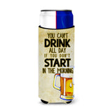 Caroline'S Treasures Start Drinking In The Morning Beer Michelob Ultra Hugger For Slim Cans, Multicolor