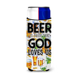 Caroline'S Treasures Beer Is Proof God Loves You Michelob Ultra Hugger For Slim Cans, Multicolor