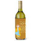 Caroline'S Treasures Bb5414Literk Home Is Where Mom Is Wine Bottle Beverage Insulator Hugger, 750Ml, Multicolor