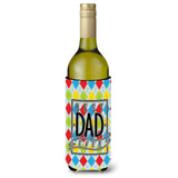 Caroline'S Treasures Bb5442Literk Best Dad Ever Argyle Wine Bottle Beverage Insulator Hugger, 750Ml, Multicolor