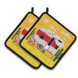 Caroline'S Treasures Greatest Adventure Retro Camper Desert Pair Of Pot Holders, 7.5Hx7.5W, Multicolor