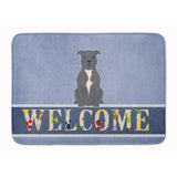 Caroline'S Treasures Staffordshire Bull Terrier Blue Welcome Floor Mat, 19 X 27, Multicolor