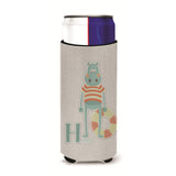 Caroline'S Treasures Alphabet H For Hippopotamus Michelob Ultra Hugger For Slim Cans, Slim Can, Multicolor