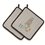 Caroline'S Treasures Alphabet H For Hippopotamus Pair Of Pot Holders, 7.5Hx7.5W, Multicolor