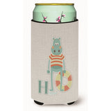 Caroline'S Treasures Alphabet H For Hippopotamus Tall Boy Beverage Insulator Hugger, Multicolor