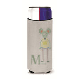 Caroline'S Treasures Alphabet M For Mouse Michelob Ultra Hugger For Slim Cans, Slim Can, Multicolor