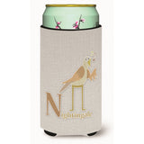 Caroline'S Treasures Alphabet N For Nightingale Tall Boy Beverage Insulator Hugger, Multicolor