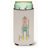 Caroline'S Treasures Alphabet P For Pig Tall Boy Beverage Insulator Hugger, Multicolor