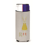 Caroline'S Treasures Alphabet R For Rabbit Michelob Ultra Hugger For Slim Cans, Slim Can, Multicolor