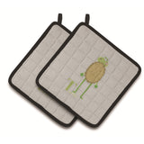 Caroline'S Treasures Alphabet T For Turtle Pair Of Pot Holders, 7.5Hx7.5W, Multicolor
