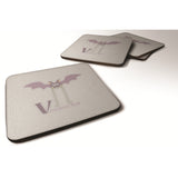 Caroline'S Treasures Alphabet V For Vampire Bat Foam Coaster Set Of 4, 3.5, Multicolor