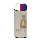 Caroline'S Treasures Alphabet W For Wolf Michelob Ultra Hugger For Slim Cans, Slim Can, Multicolor