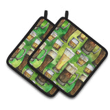 Caroline'S Treasures Irish Beers Pair Of Pot Holders, 7.5Hx7.5W, Multicolor