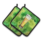 Caroline'S Treasures Irish Beer Tall Pair Of Pot Holders, 7.5Hx7.5W, Multicolor