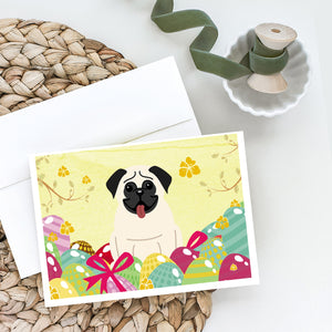 Easter Eggs Pug Cream Greeting Cards And Envelopes Pack Of 8