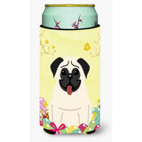 Caroline'S Treasures Easter Eggs Pug Cream Tall Boy Beverage Insulator Hugger, Multicolor