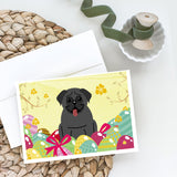 Easter Eggs Pug Black Greeting Cards And Envelopes Pack Of 8