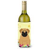 Caroline'S Treasures Bb6007Literk Easter Eggs Pug Brown Wine Bottle Beverage Insulator Hugger, 750Ml, Multicolor