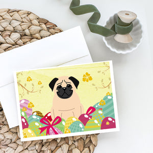 Easter Eggs Pug Fawn Greeting Cards And Envelopes Pack Of 8