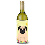 Caroline'S Treasures Bb6008Literk Easter Eggs Pug Fawn Wine Bottle Beverage Insulator Hugger, 750Ml, Multicolor