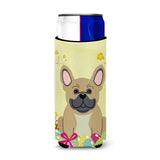 Caroline'S Treasures Easter Eggs French Bulldog Cream Michelob Ultra Hugger For Slim Cans, Slim Can, Multicolor