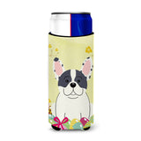 Caroline'S Treasures Easter Eggs French Bulldog Piebald Michelob Ultra Hugger For Slim Cans, Slim Can, Multicolor