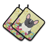Caroline'S Treasures Easter French Bulldog Pair Of Pot Holders, 7.5Hx7.5W, Multicolor