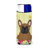Caroline'S Treasures Easter Eggs French Bulldog Brown Michelob Ultra Hugger For Slim Cans, Slim Can, Multicolor