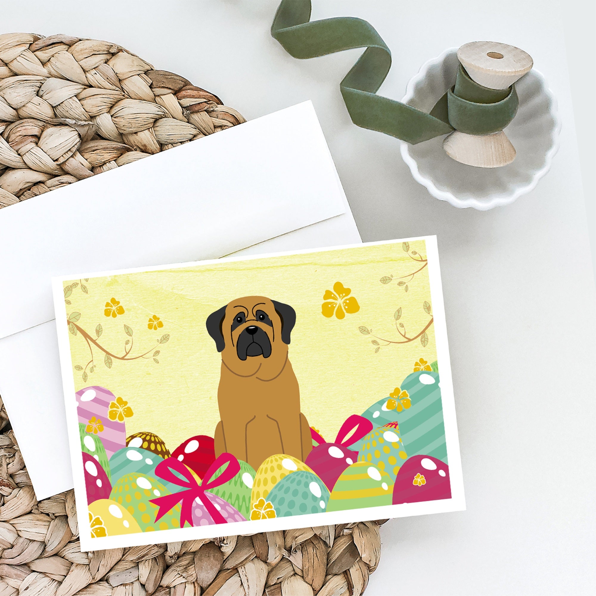 Easter Eggs Mastiff Greeting Cards And Envelopes Pack Of 8