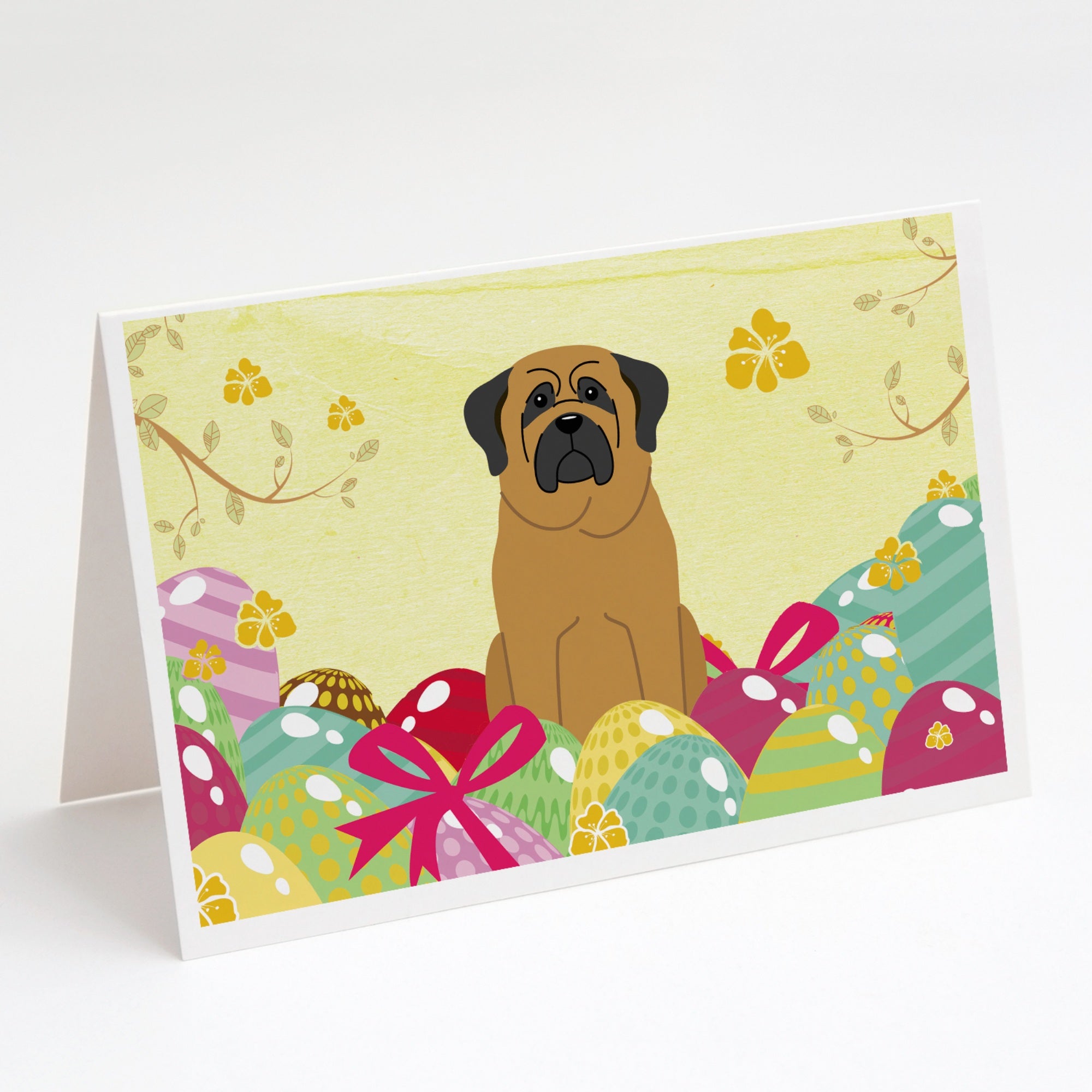 Easter Eggs Mastiff Greeting Cards And Envelopes Pack Of 8