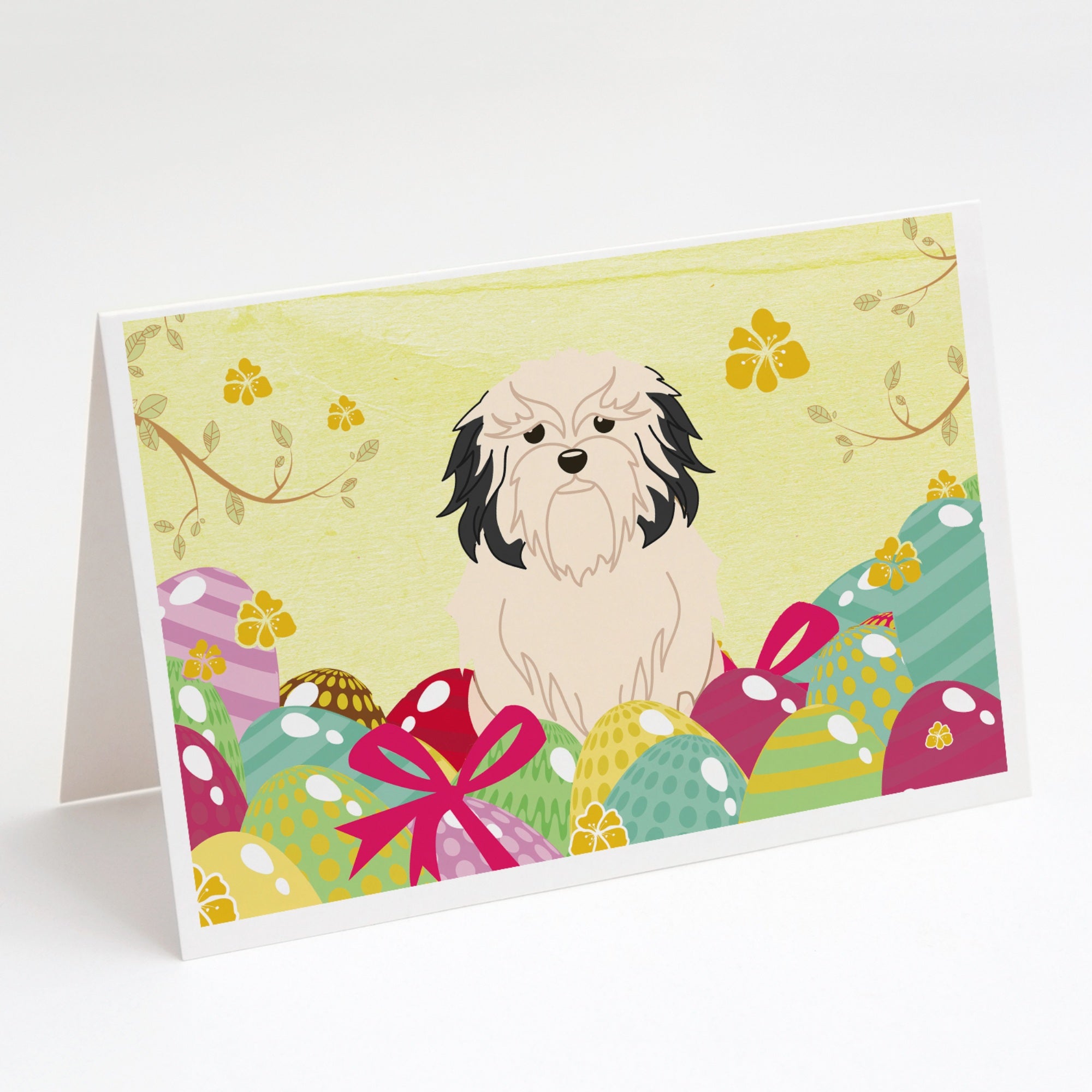 Easter Eggs Lowchen Greeting Cards And Envelopes Pack Of 8