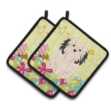 Caroline'S Treasures Easter Eggs Lowchen Pair Of Pot Holders, 7.5Hx7.5W, Multicolor
