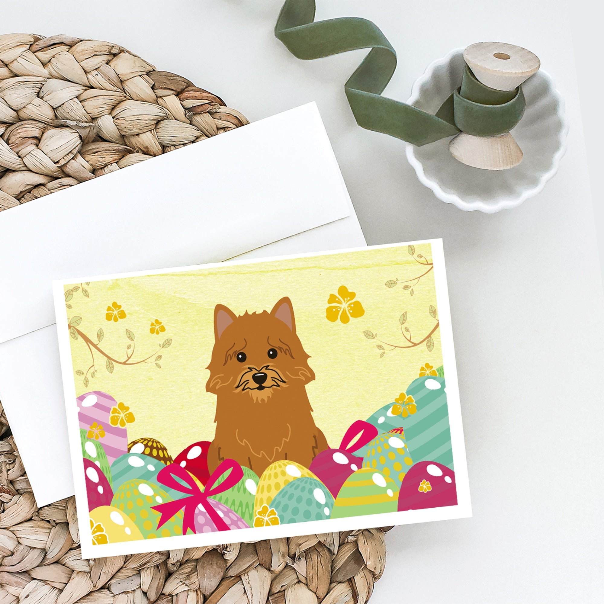Easter Eggs Norwich Terrier Greeting Cards And Envelopes Pack Of 8