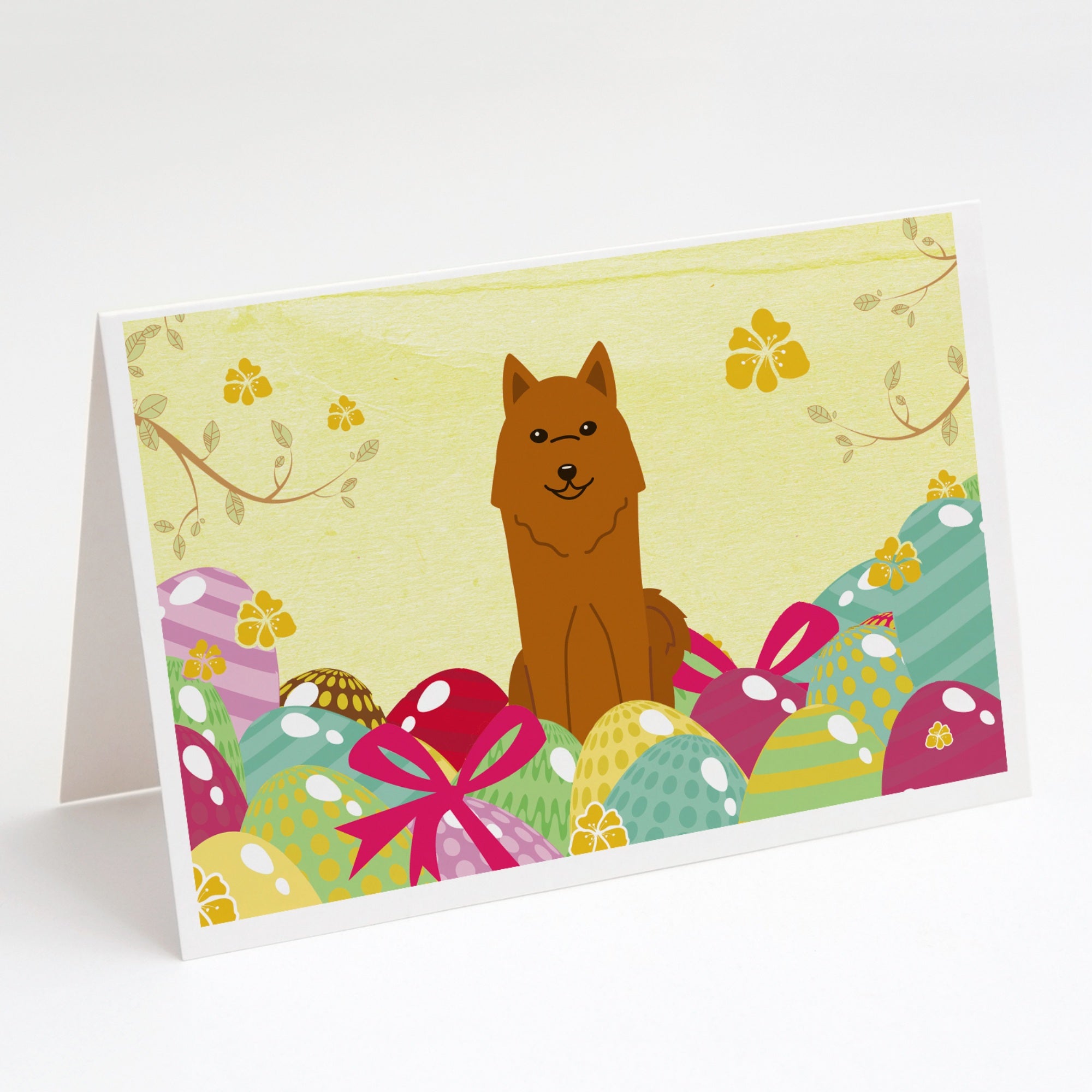 Easter Eggs Karelian Bear Dog Greeting Cards And Envelopes Pack Of 8