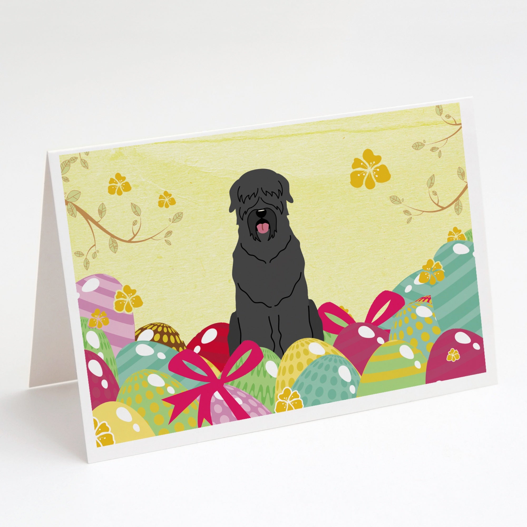 Easter Eggs Black Russian Terrier Greeting Cards And Envelopes Pack Of 8