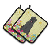 Caroline'S Treasures Easter Black Russian Terrier Pair Of Pot Holders, 7.5Hx7.5W, Multicolor