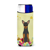Caroline'S Treasures Easter Eggs Manchester Terrier Michelob Ultra Hugger For Slim Cans, Slim Can, Multicolor