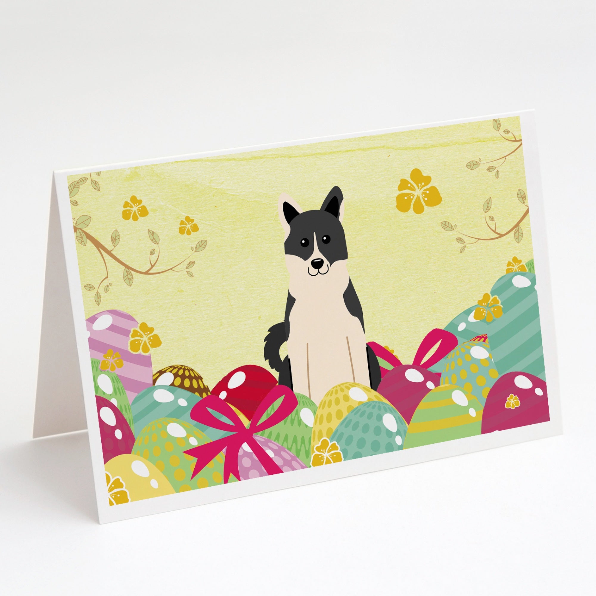 Easter Eggs Russo-European Laika Spitz Greeting Cards And Envelopes Pack Of 8