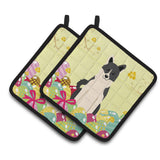 Caroline'S Treasures Bb6029Pthd Easter Laika Spitz Pair Of Pot Holders, 7.5 X 7.5, Multicolor