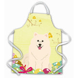 Caroline'S Treasures Easter Eggs Samoyed Apron, Large, Multicolor