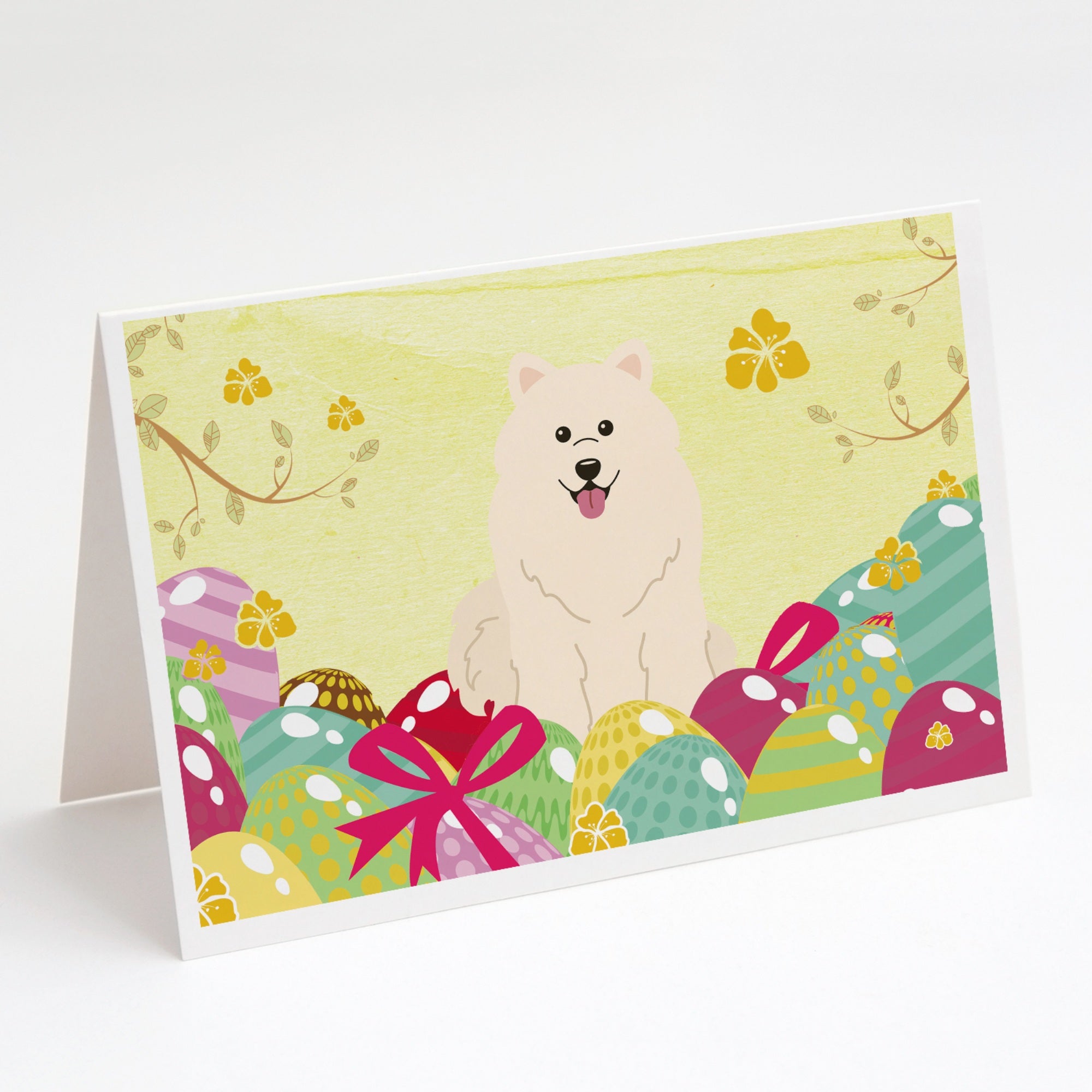 Easter Eggs Samoyed Greeting Cards And Envelopes Pack Of 8