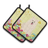 Caroline'S Treasures Easter Eggs Samoyed Pair Of Pot Holders, 7.5Hx7.5W, Multicolor