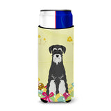 Caroline'S Treasures Easter Schnauzer Salt & Pepper Michelob Ultra Hugger For Slim Cans, Slim Can, Multicolor