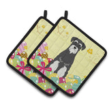 Caroline'S Treasures Easter Schnauzer Salt Pepperpair Of Pot Holders, 7.5Hx7.5W, Multicolor