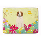 Caroline'S Treasures Easter Eggs Saint Bernard Machine Washable Memory Foam Mat Doormats, Multicolor