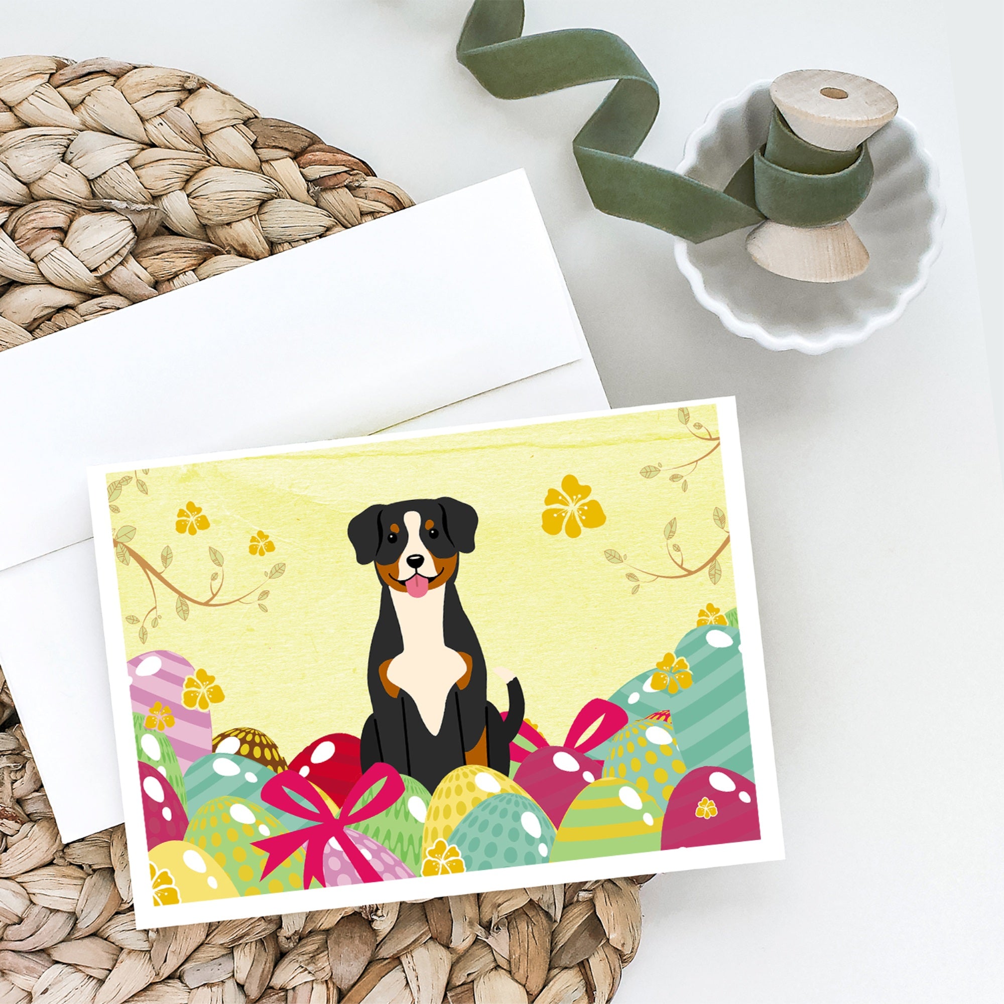 Easter Eggs Entlebucher Greeting Cards And Envelopes Pack Of 8